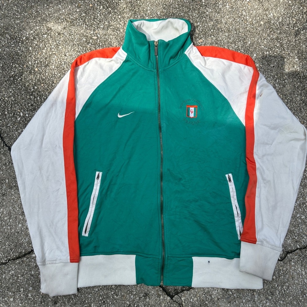 Vtg Nike Club Social y Deportivo Parque Track Jacket Green White Orange Mens XL